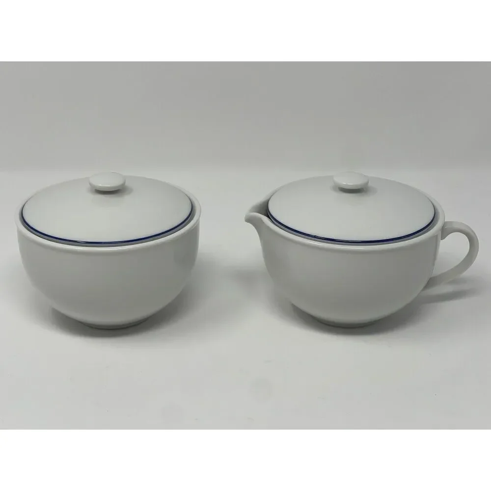 Crate & Barrel Epoch Blue Line Sugar Creamer Japan Kathleen Wills Discontinued